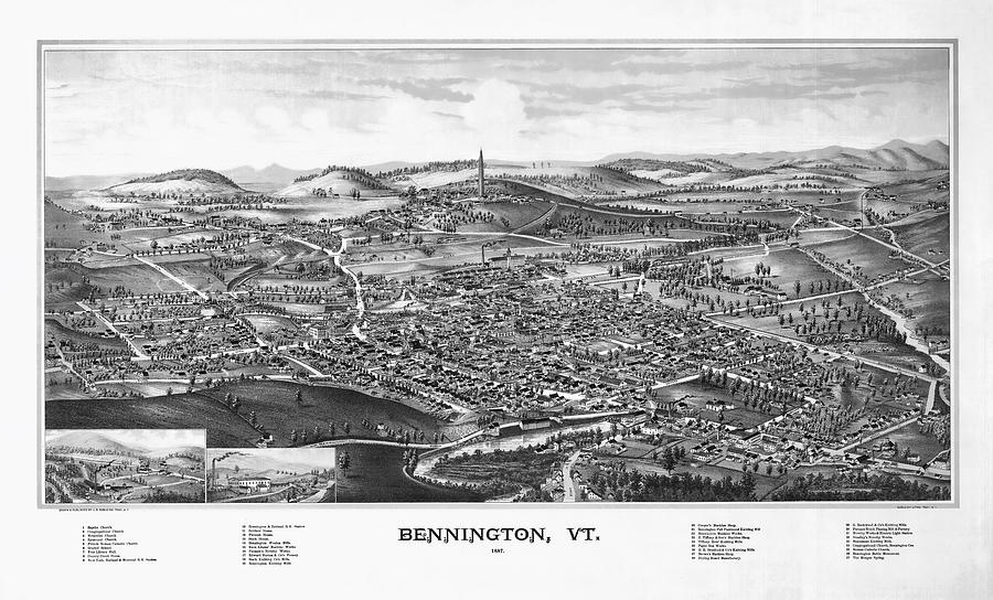 1887 Vintage Map of Bennington Vermont Photograph by Stephen Stookey