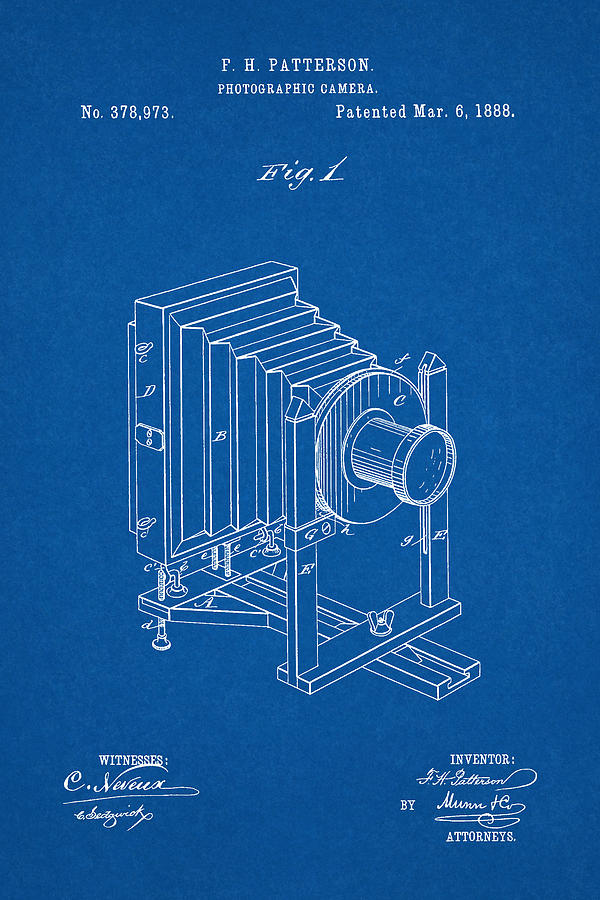 1888 Camera US Patent Invention Drawing - Blueprint Digital Art by Todd Aaron
