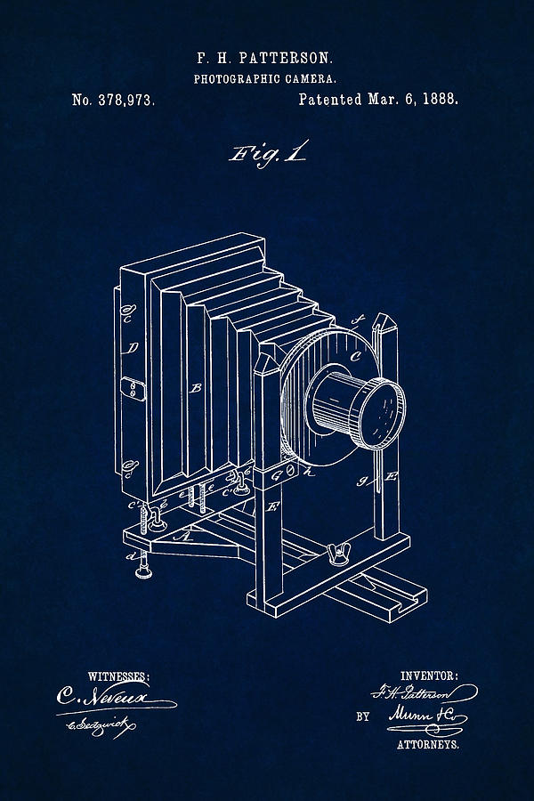 1888 Camera US Patent Invention Drawing - Dark Blue Digital Art by Todd Aaron