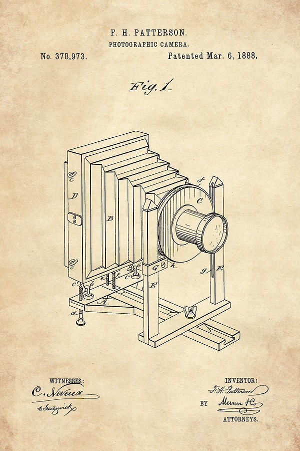 1888 Camera US Patent Invention Drawing - Vintage Tan Digital Art by Todd Aaron
