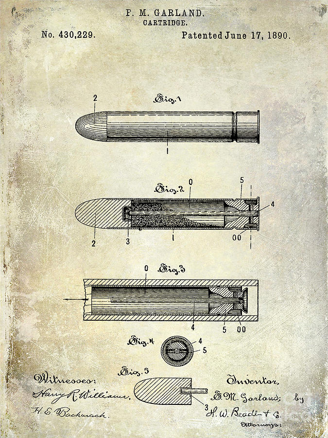 1890 Cartridge Patent Photograph by Jon Neidert