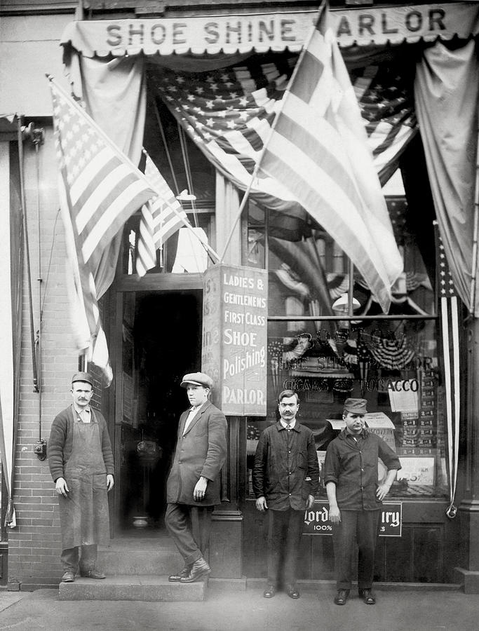 1890 Greek American Shoe Shine Shop of Boston Photograph by Historic Image