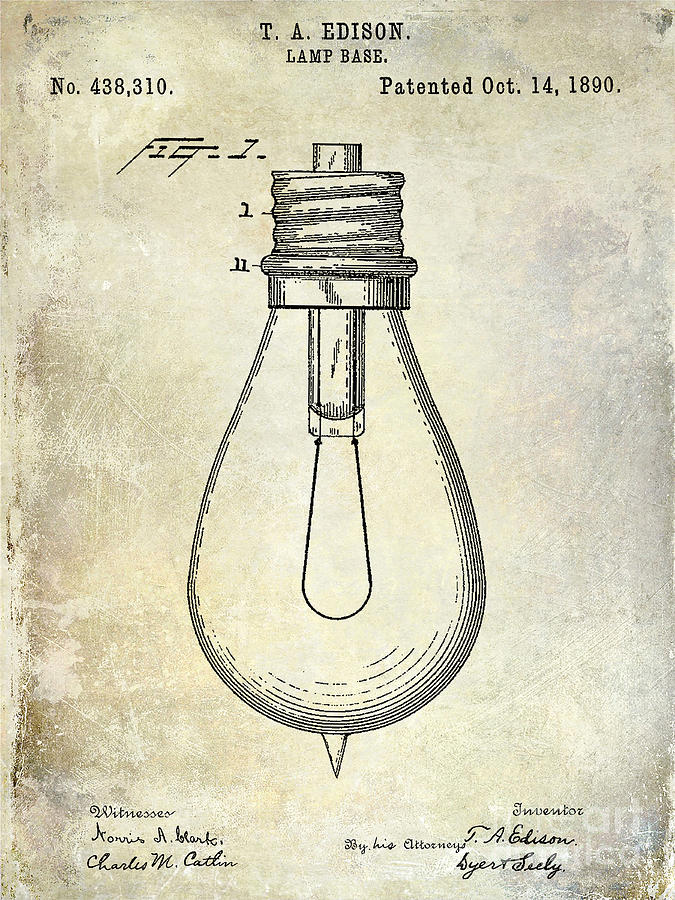 1890 Light Bulb Patent Photograph by Jon Neidert