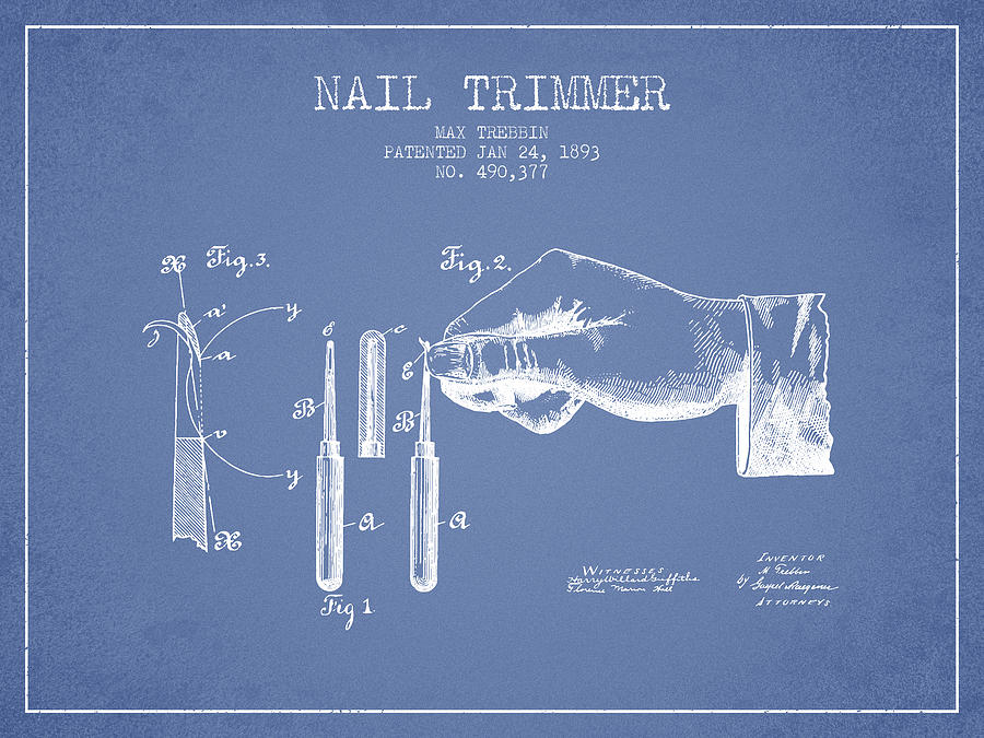 1893 Nail Trimmer Patent - Light Blue Digital Art