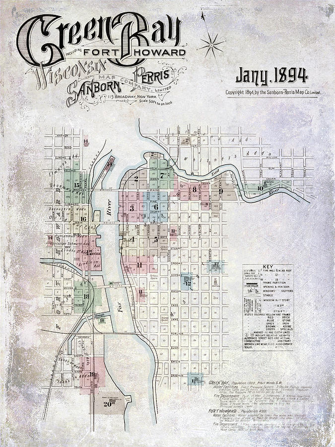 1894 Green Bay Wisconsin Map Photograph by Jon Neidert