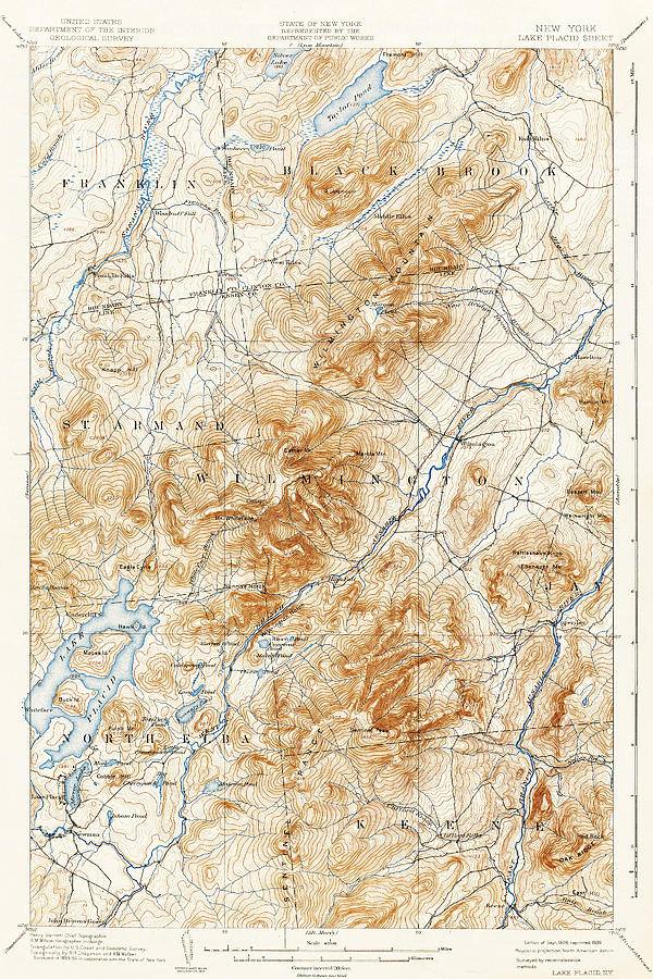 1894 Lake Placid Geological Survey Map Adirondacks Digital Art by Toby McGuire