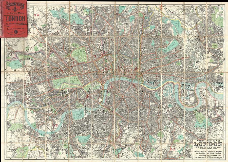 1895 Philip Pocket Map or Plan of London England  Photograph by Paul Fearn
