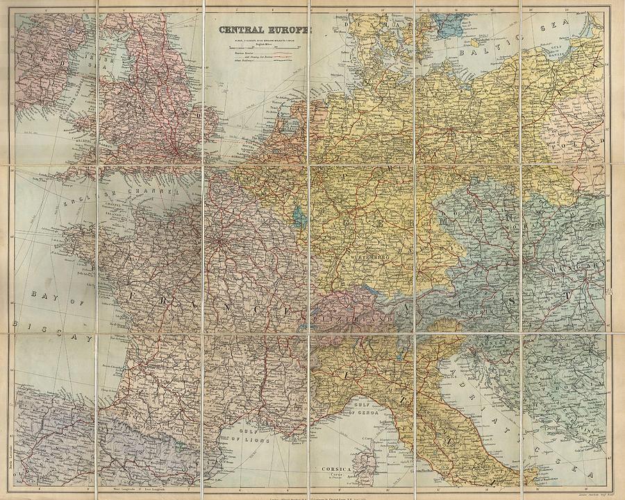 1895 Stanfords Pocket Map of Europe  Photograph by Paul Fearn