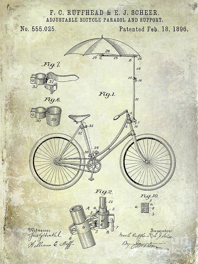 Vintage Digital Art - 1896 Bicycle Patent by Jon Neidert