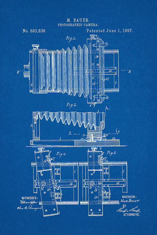 1897 Camera US Patent Invention Drawing - Blueprint Digital Art by Todd Aaron