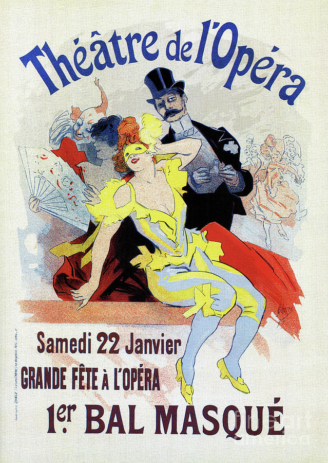 1897 Masquerade ball Paris Opera Drawing by Heidi De Leeuw