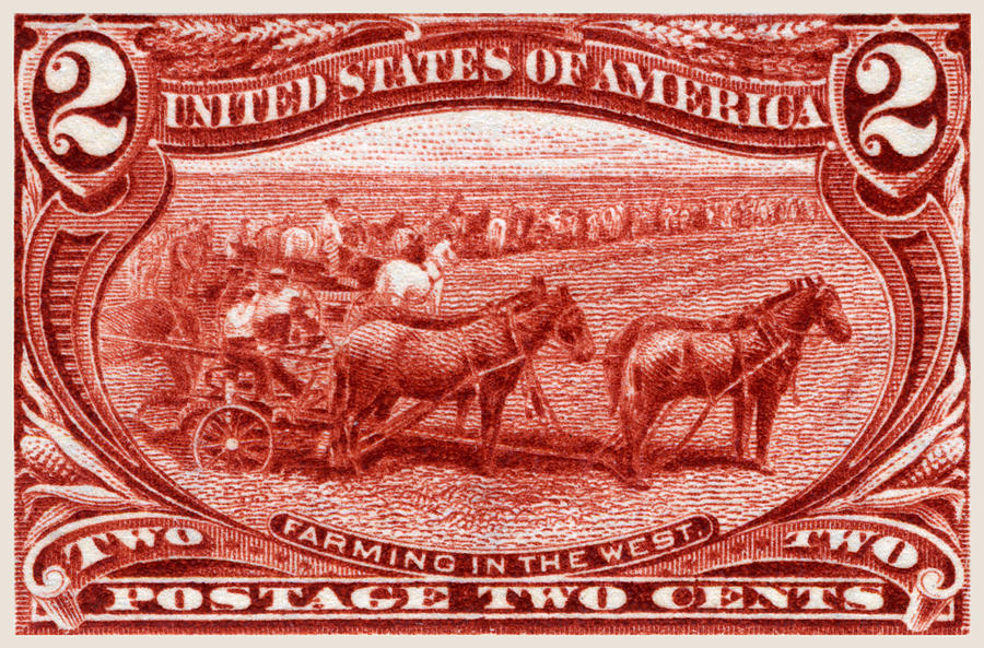 1898 Farming in the West Stamp Painting by Historic Image