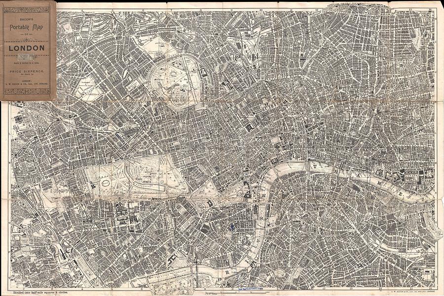 1899 Bacon Pocket Plan or Map of London  Photograph by Paul Fearn