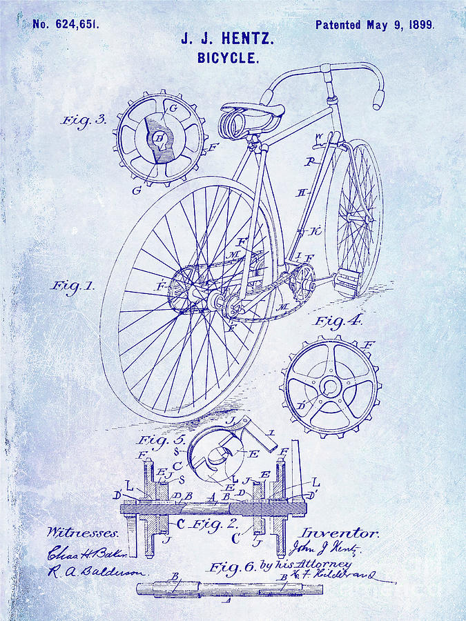 1899 Bicycle Patent Blueprint Digital Art by Jon Neidert