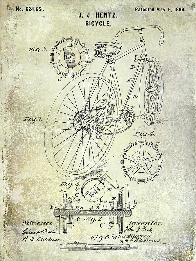 1899 Bicycle Patent Digital Art by Jon Neidert
