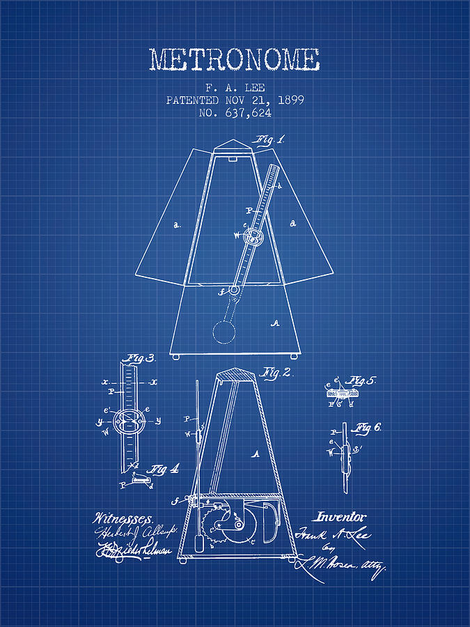 1899 Metronome Patent - Blueprint Digital Art