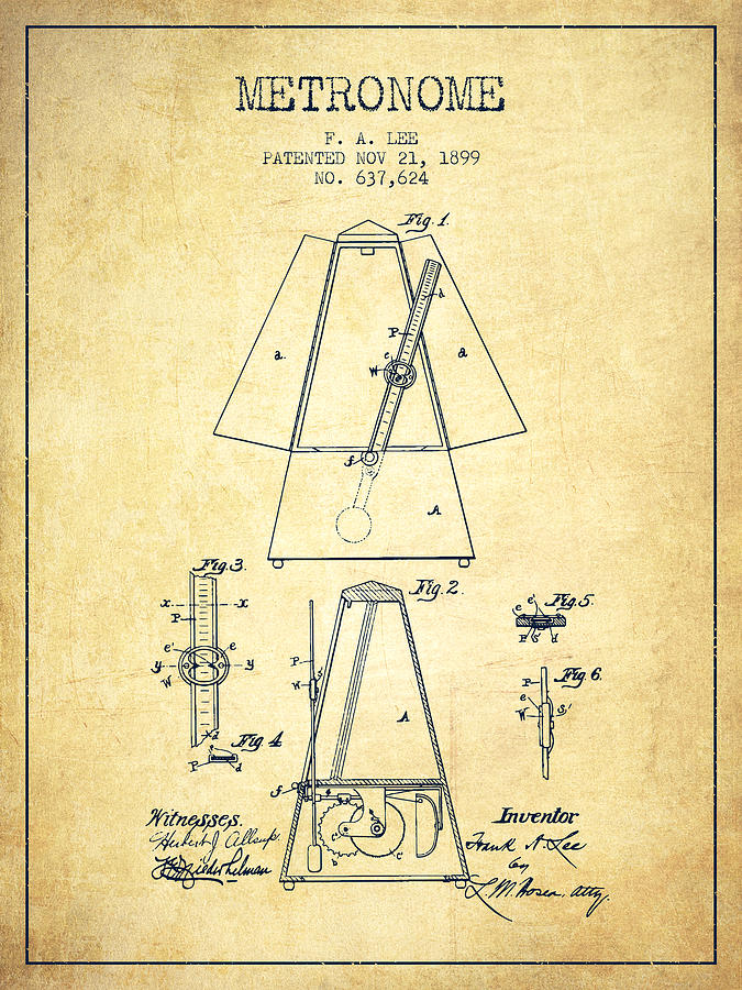 1899 Metronome Patent - Vintage Digital Art