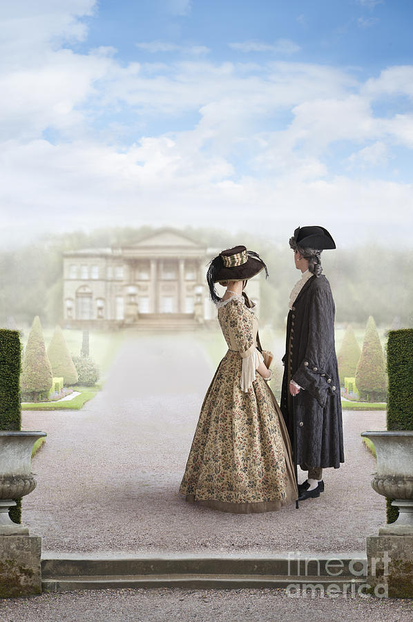 18th Century Georgian  Couple Looking Towards A Country Estate Photograph by Lee Avison