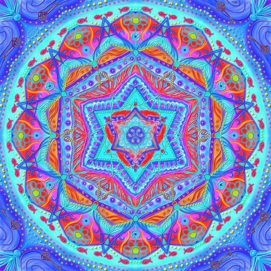 Birth mandala- blessing symbols Digital Art by Sandrine Kespi - Fine ...