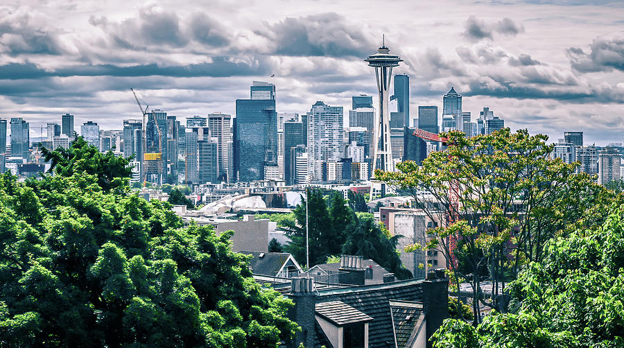 Cloudy Morning Over Seattle Washington Skyline #19 Photograph by Alex Grichenko
