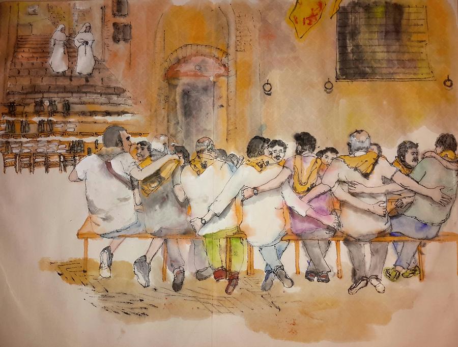 Il Palio di Siena album #19 Painting by Debbi Saccomanno Chan