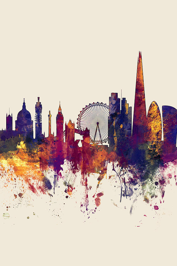 London Digital Art - London England Skyline #19 by Michael Tompsett