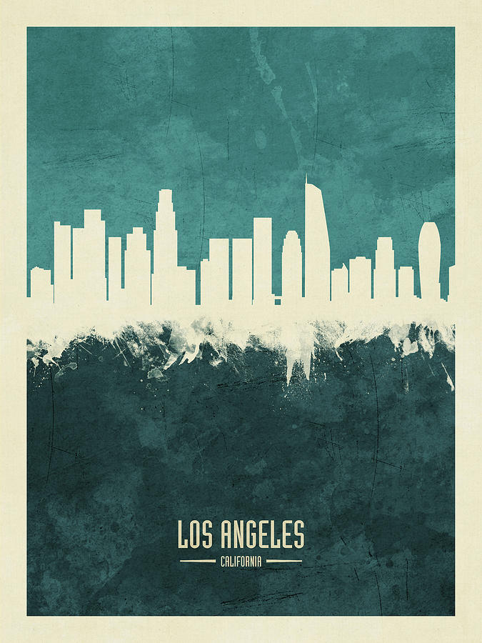 Los Angeles California Skyline #19 Digital Art by Michael Tompsett