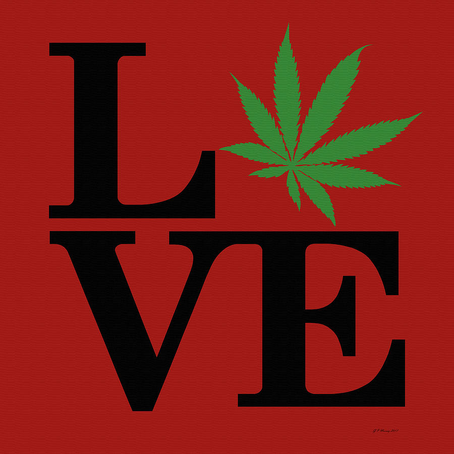 Marijuana Leaf Love Sign #19 Digital Art by Gregory Murray