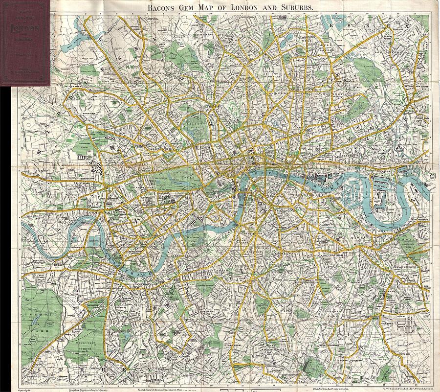 1900 Bacon Pocket Map of London England  Photograph by Paul Fearn