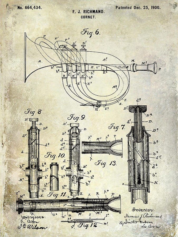 1900 Cornet Patent Photograph by Jon Neidert