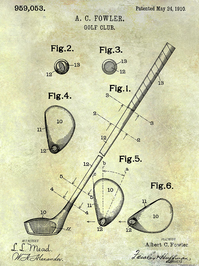 1910 Golf Club Patent Photograph by Jon Neidert