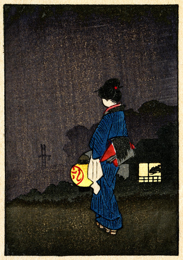 1900 Japanese Woman at Night Painting by Historic Image