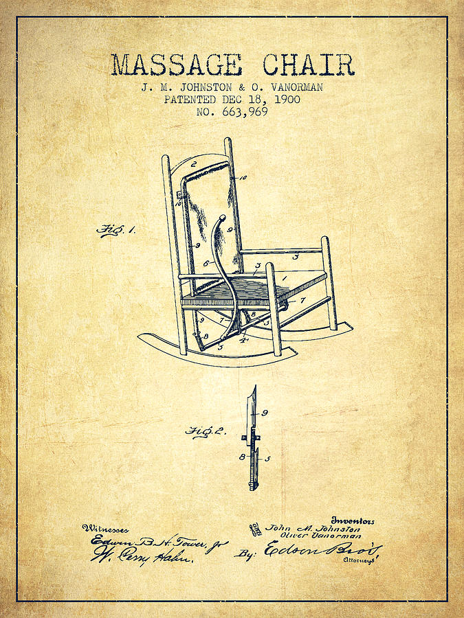 1900 Massage Chair Patent - Vintage Digital Art