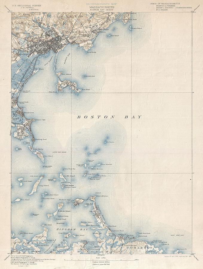 1900 US Geological Survey of Boston Bay Massachusetts Photograph by Paul Fearn