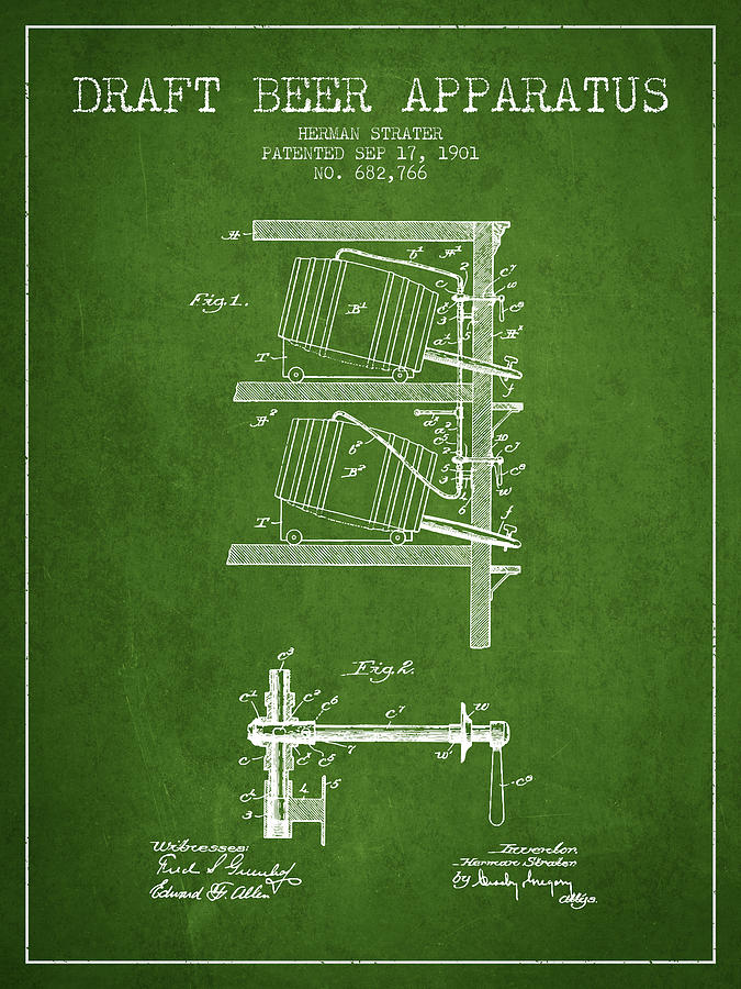 1901 Draft Beer Apparatus - Green Digital Art
