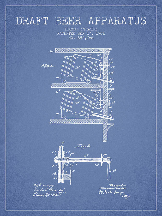 1901 Draft Beer Apparatus - Light Blue Digital Art