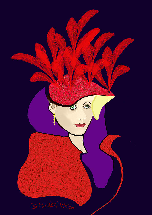 1901 - the red Ascot hat Digital Art by Irmgard Schoendorf Welch