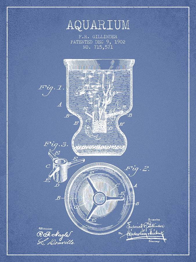 1902 Aquarium Patent - Light Blue Digital Art