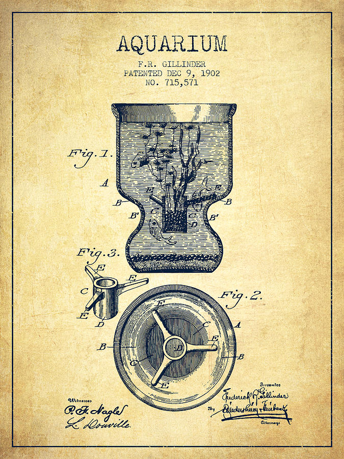 1902 Aquarium Patent - Vintage Digital Art