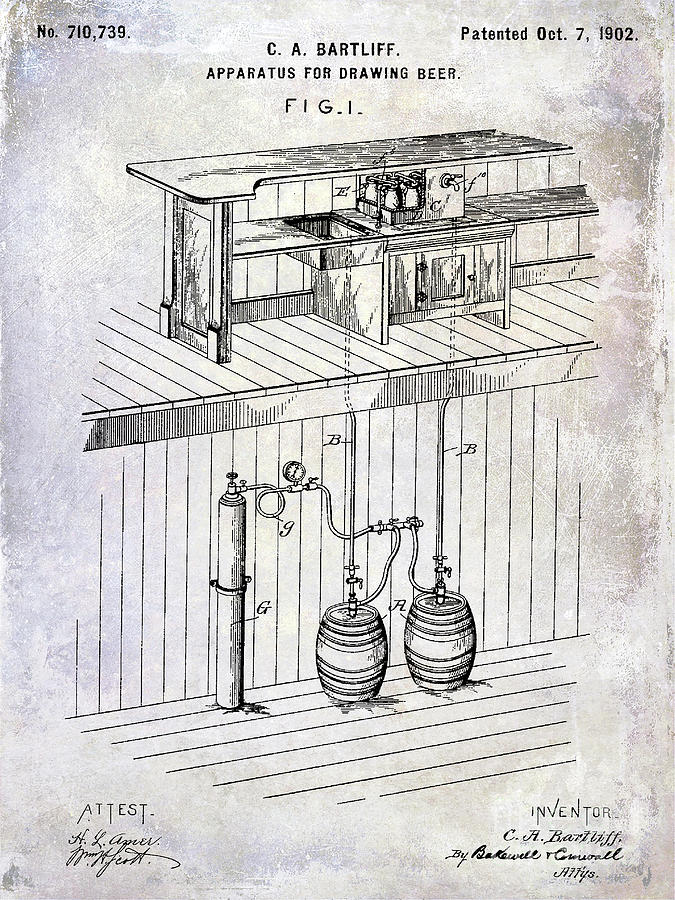 1902 Beer Draft Patent Photograph by Jon Neidert
