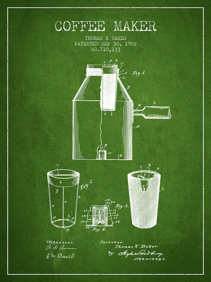 1907 Coffee Pot patent - vintage Art Print by Aged Pixel - Fine Art America