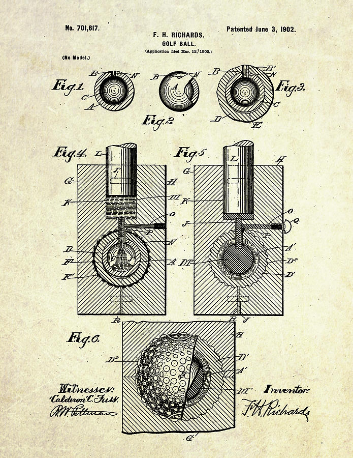 1902 Golf Ball Patent Art Digital Art by Gary Bodnar