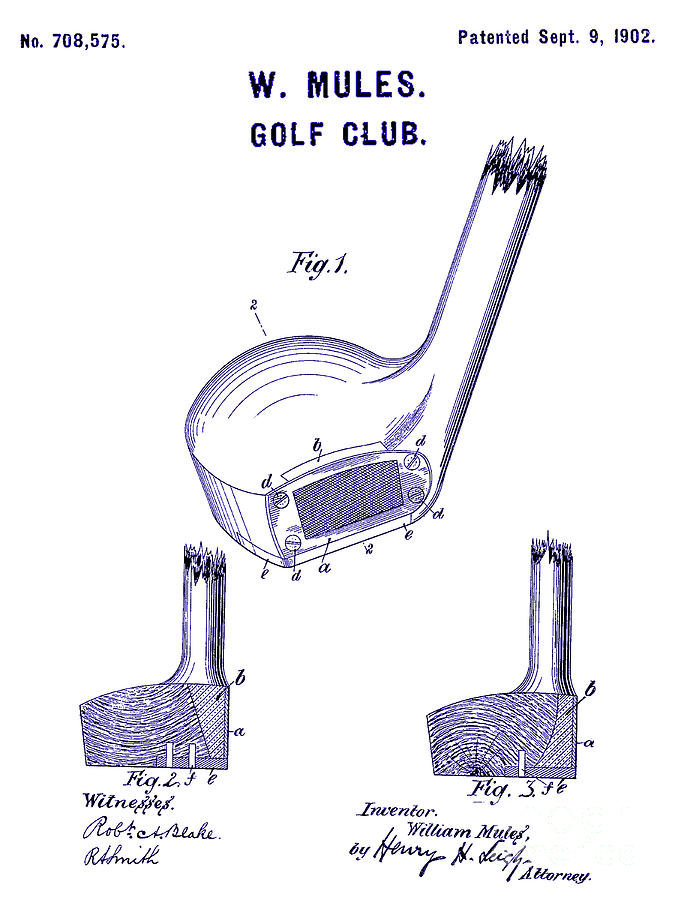 1902 Golf Club Patent Blueprint Photograph by Jon Neidert