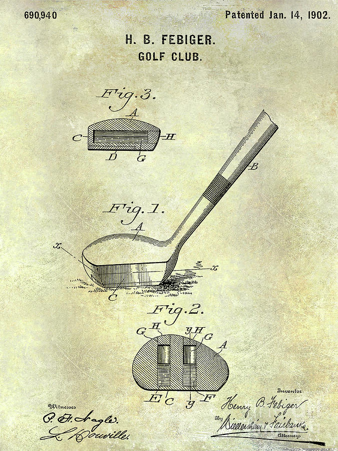 1902 Golf Club Patent Photograph by Jon Neidert
