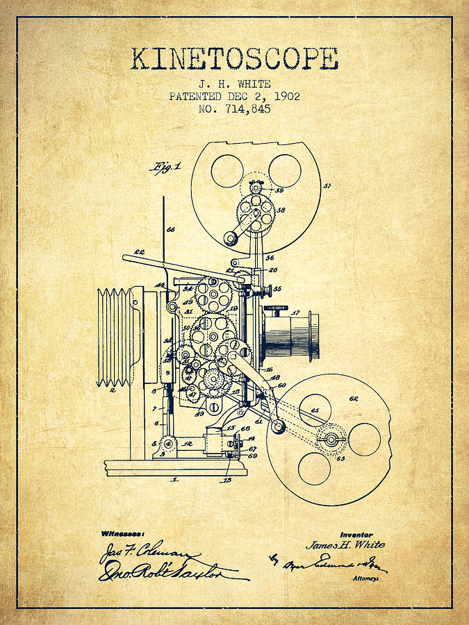 Vintage Digital Art - 1902 Kinetoscope Patent - Vintage by Aged Pixel