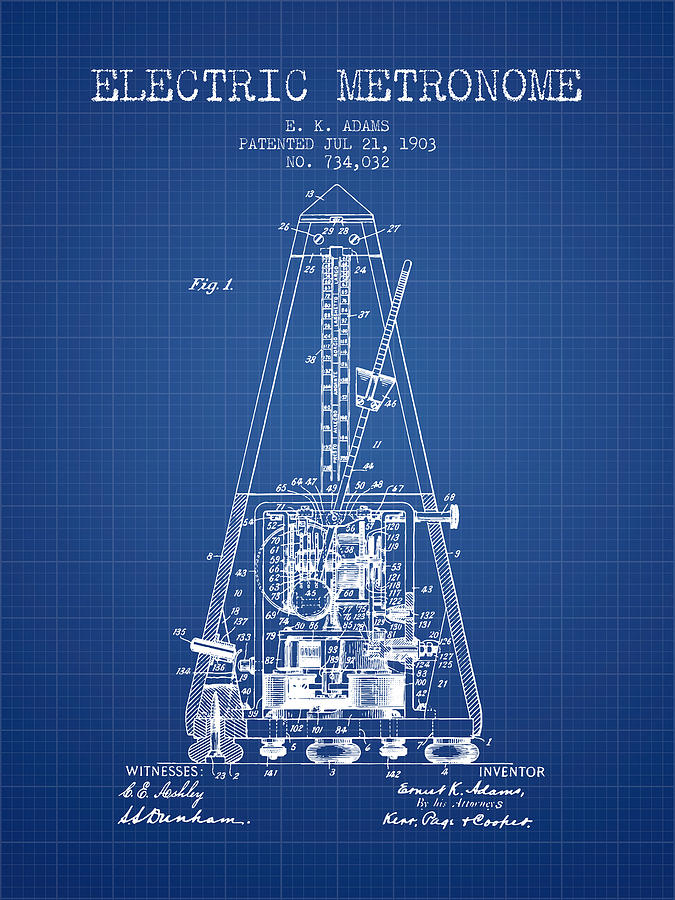 Electric Metronome Patent Print Music Patent Blueprint Metronome Patent Poster 