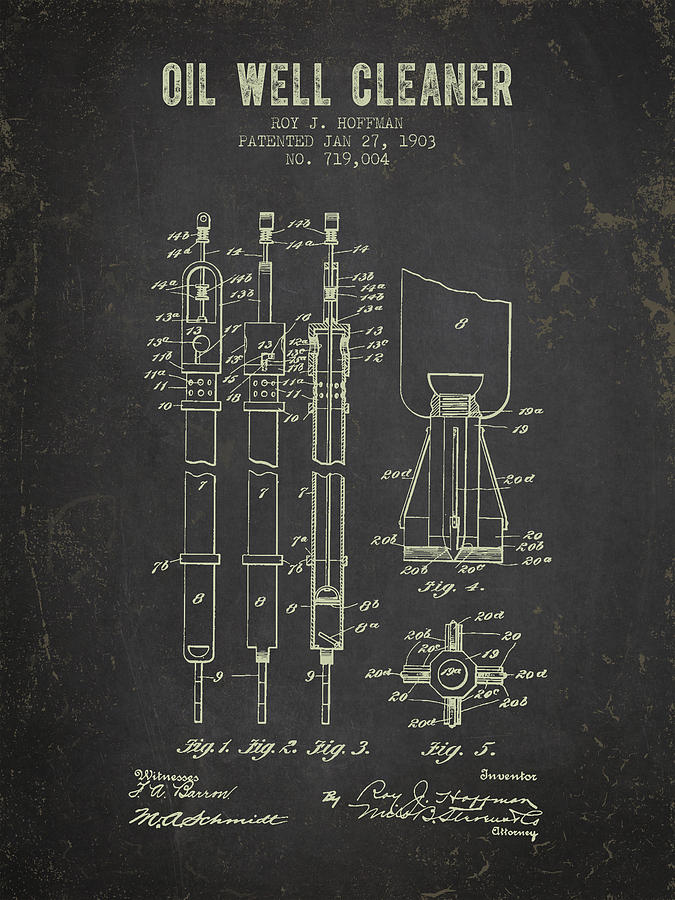 1903 Oil Well Cleaner Patent - Dark Grunge Digital Art