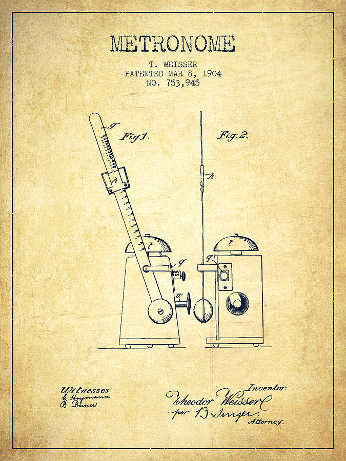 1904 Metronome Patent - Vintage Digital Art