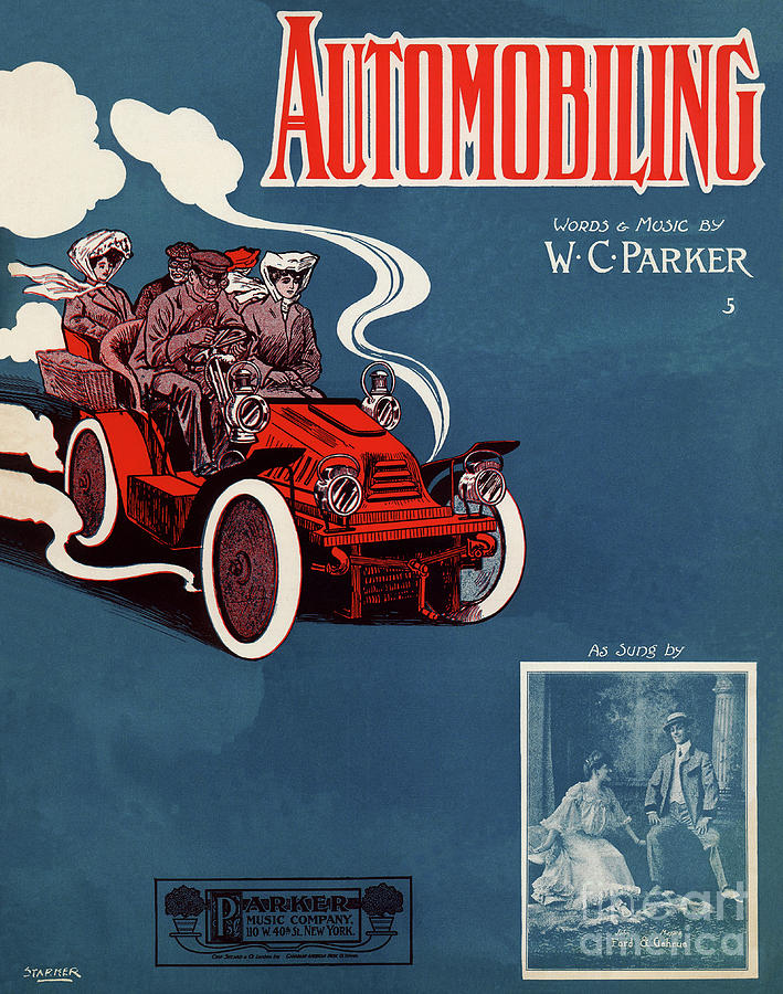 1905 Automobiling Drawing by Heidi De Leeuw