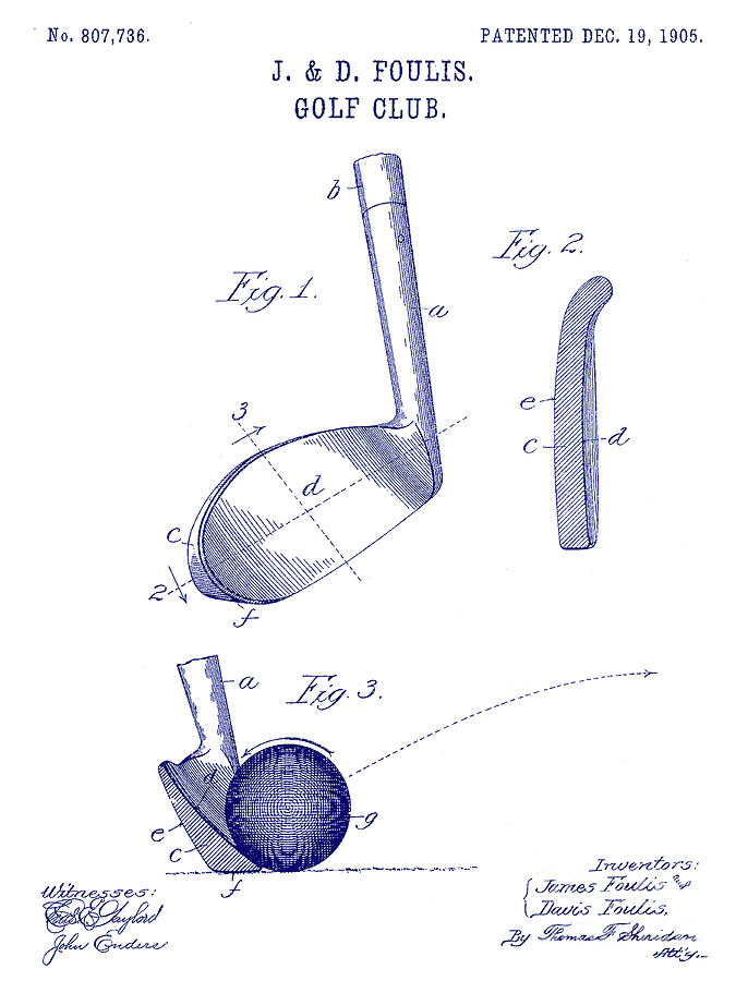 1905 Golf Club Patent blueprint Photograph by Jon Neidert